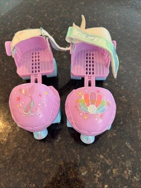 Kids Pink Mermaid Roller Skates with Adjustable Strap
